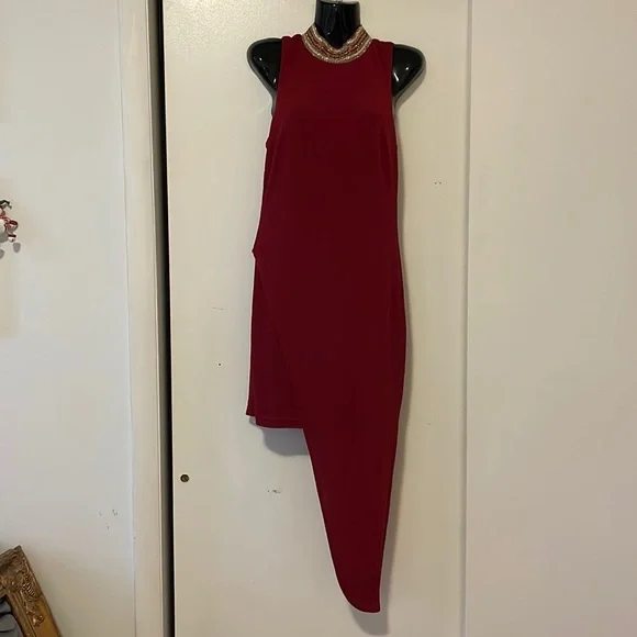 bebe | Dresses | Bebe Red Halter Dress Midi | Poshmark